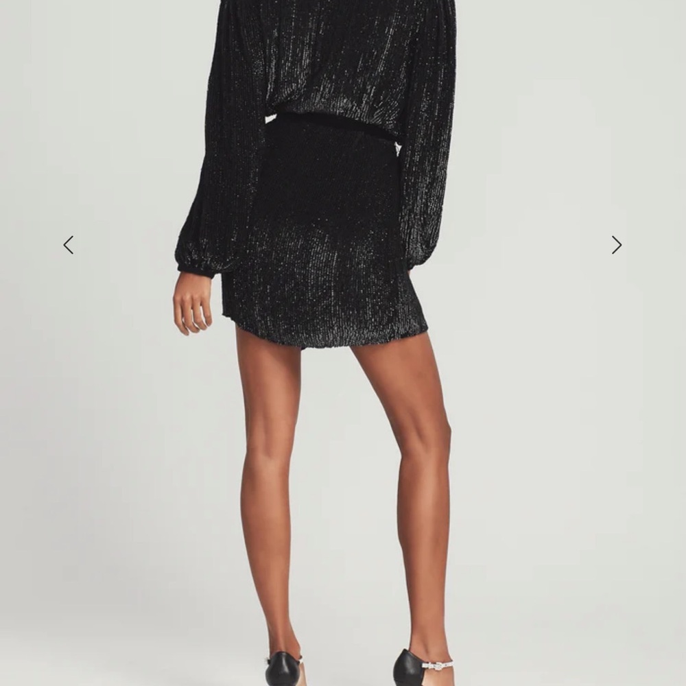 Retrofete Black Metallic Wrap Mini Dress - Picture 2 of 3